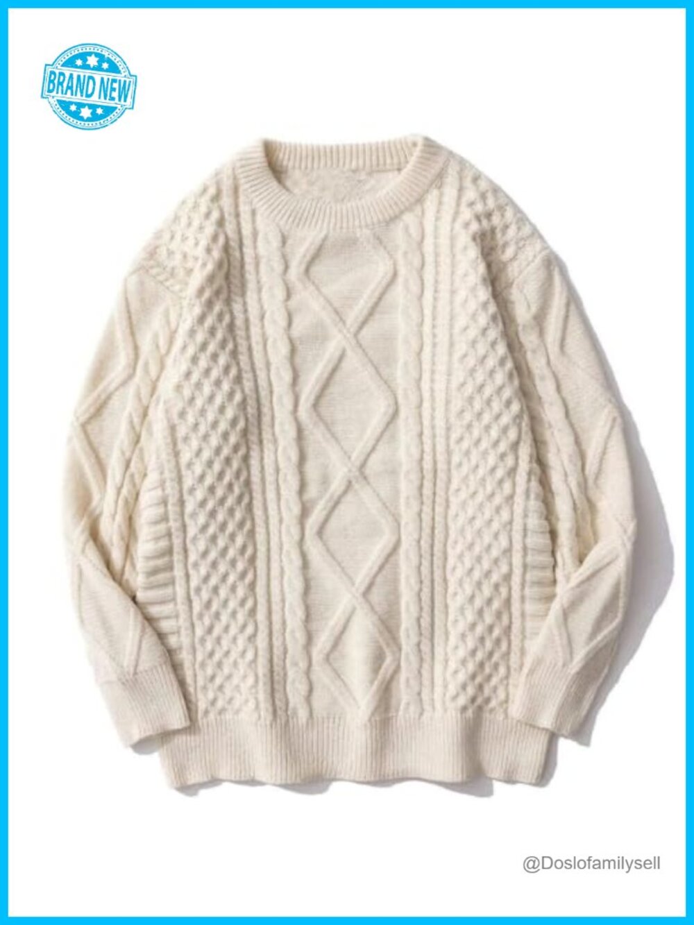 Cable Knit Chunky Loose Casual Knitted Crewneck Pullover Sweater